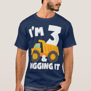 T-shirt Kids In 3 and Digging It 3rd Birthday Construction