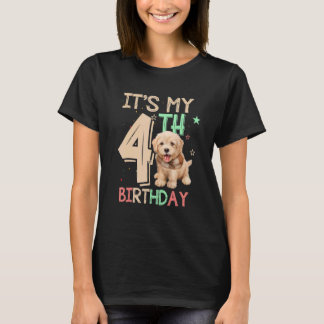 T-shirt Kids It's My 4th Birthday Dog Theme