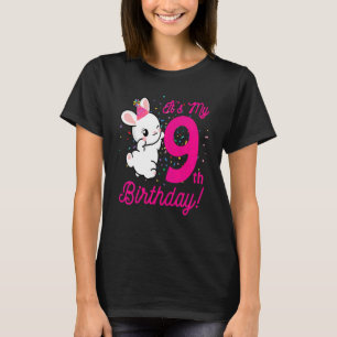 T-shirt Kids Its My 9th Birthday Girl Bunny Rabbit theme