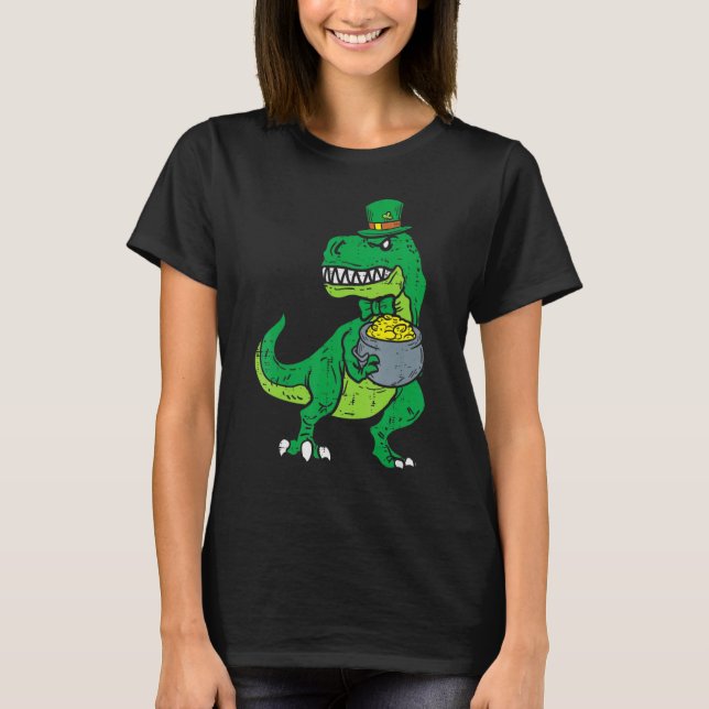 T-shirt Kids Leprechaun Irish T-Rex Dinosaur St Patrick Da (Devant)