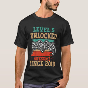 T-shirt Kids Level 5 Unlocked Awesome Since 2018 5th Birth