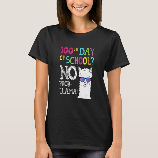T-shirt Kids Llama Shirt Gifts 100th Day Of School No Prob (Devant)