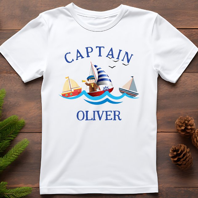 T-shirt Kids Nautical Boat Captain Personnalisé (Créateur téléchargé)