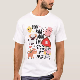 T-shirt Kids Oink Baa Moo Je suis deux 2 Toddler Farmer 2N
