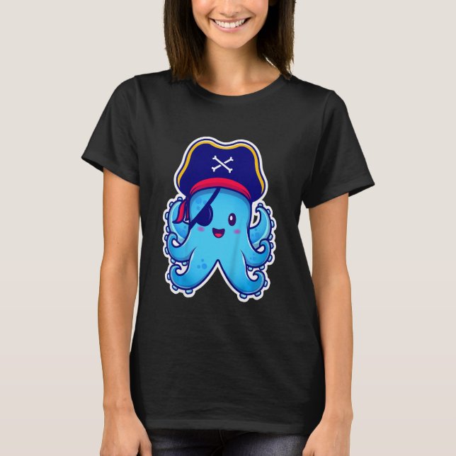T-shirt Kids Pirate Octopus cute children's design (C) (Devant)