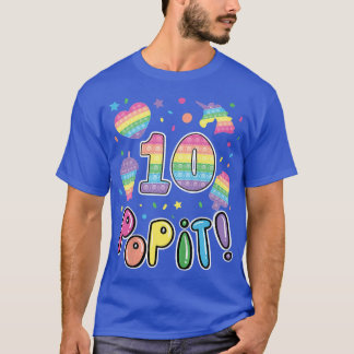 T-shirt Kids Pop It 10th Birthday Girls Boys 10 Years Old 