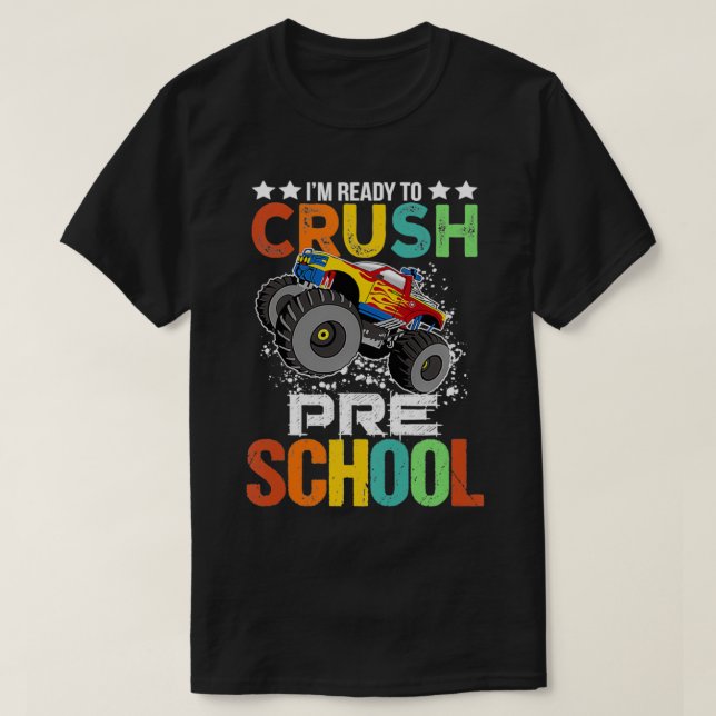 T-shirt Kids Ready to Crush Preschool Monster Truck B (Design devant)