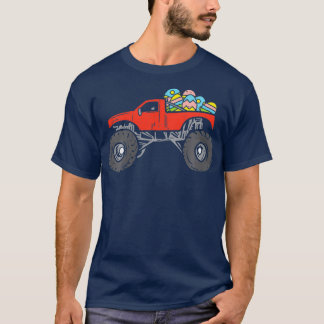 T-shirt Kids Red Monster Truck Eggs Easter Egg Hunting Boy