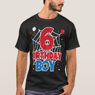 T-shirt Kids Spider Web 6 Year Old Birthday Boy