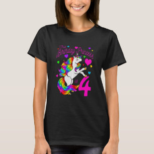 T-shirt Kids This Birthday Princess Is 4 4th Party Girl Un
