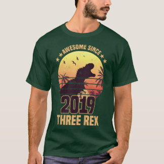 T-shirt Kids Three Re 3rd Birthday Dinosaur 3 year old