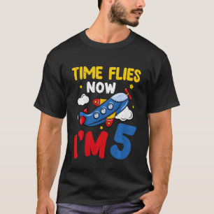 T-shirt Kids Time vole maintenant Im 5 5e Anniversaire Avi