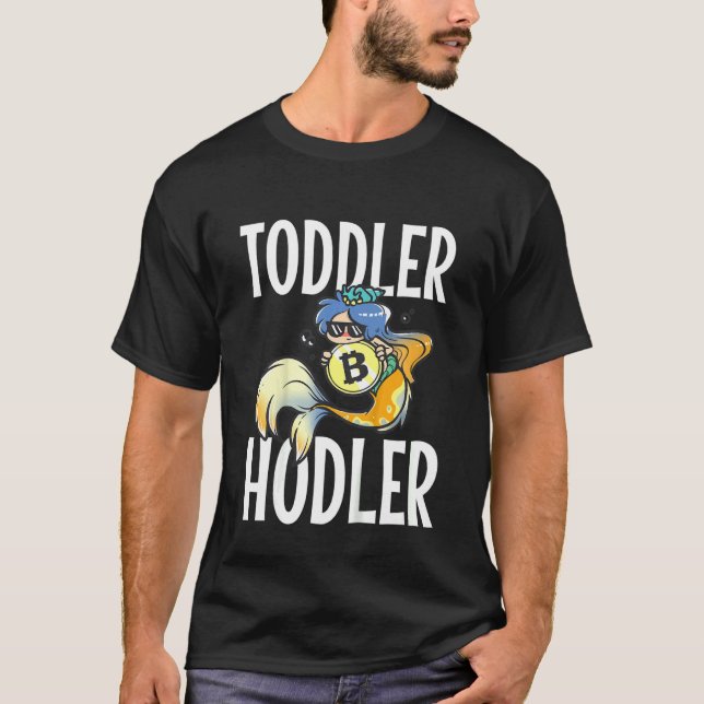 T-shirt Kids Toddler Hodler Bitcoin Mermaid with Sunglasse (Devant)