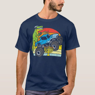 T-shirt Kids Tre Dino Monster Truck Menorah Boys Hanukkah 