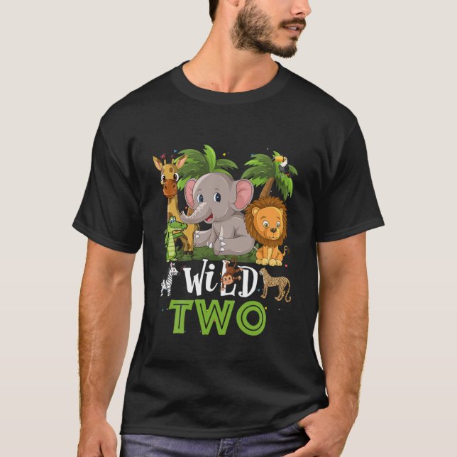 T-shirt Kids Two Of The Wild Zoo Birthday Safari Jungle An (Devant)