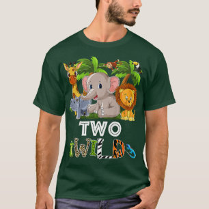 T-shirt Kids Two Wild Zoo Theme Birthday Safari Jungle Mat