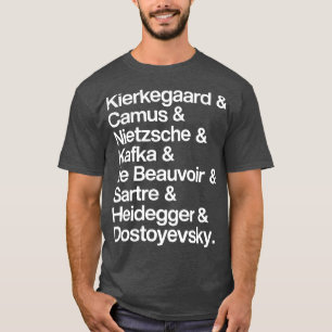 T-shirt Kierkegaard Camus Nietzsche Kafka de Beauvoir Sart