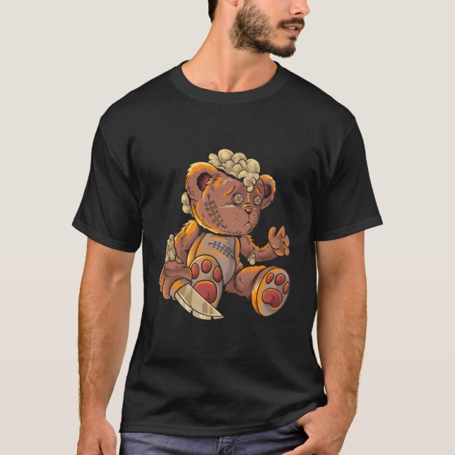 T-shirt Killer Teddy Bear Lazy Halloween Costume d'effroi  (Devant)