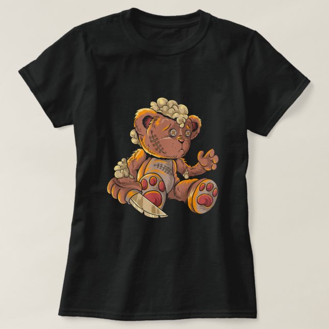 T-shirt Killer Teddy Bear Lazy Halloween Costume d'effroi  (Design devant)