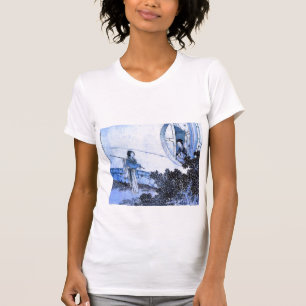 T-shirt Kimono dame à la fenêtre - version bleue