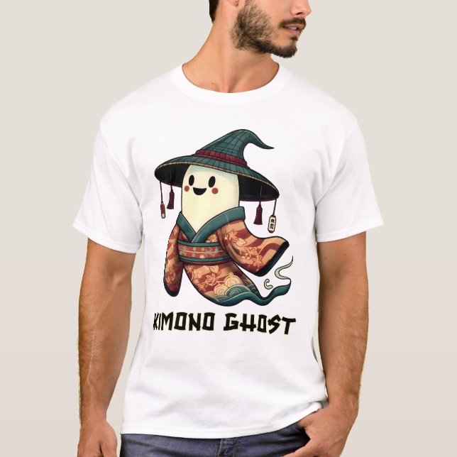 T-shirt Kimono fantôme - Trick ou régal - Happy halloween (Devant)