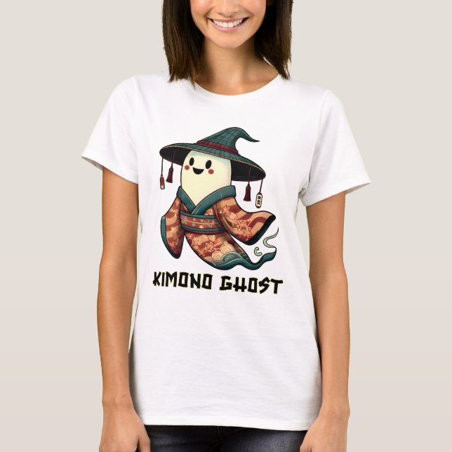 T-shirt Kimono fantôme - Trick ou régal - Happy halloween (Devant)