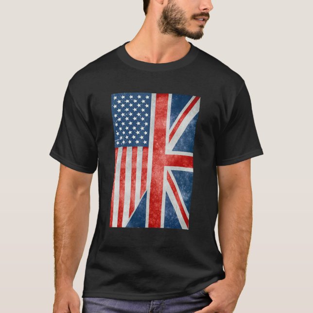 T-shirt Kinda American Kinda British Je suis tous les deux (Devant)