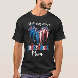 T-shirt Kinda Occupé Être Un Basket Maman Usa Drapeau Coeu