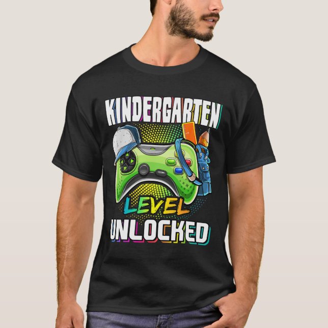 T-shirt Kindergarten Level Unlocked Video Game Ck To Schoo (Devant)