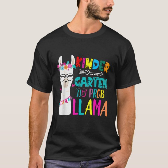 T-shirt Kindergarten Teacher Back To School No Prob Llama (Devant)