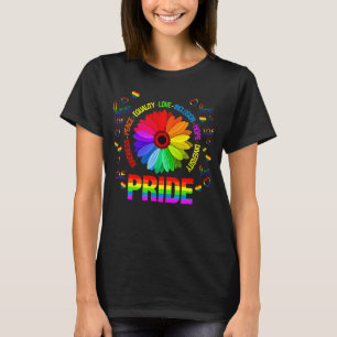T-shirt Kindness Peace Equality Love Daisy Rainbow Love Lg