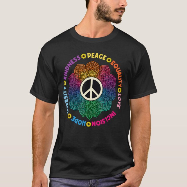 T-shirt Kindness Peace Equality Love Hope Diversity Human  (Devant)