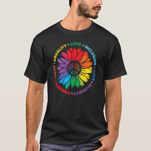 T-shirt Kindness Peace Equality Love Inclusion Hope Divers (Devant)