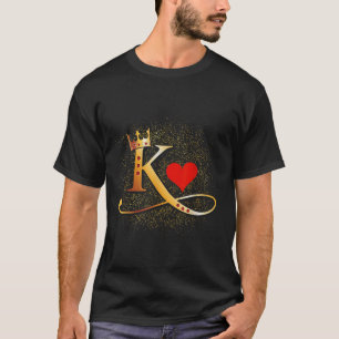 T-shirt King &amp; Queen Of Hearts Couronne Couple Saint V