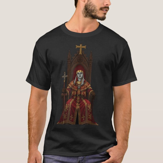 T-shirt King Baldwin Iv Floral Mask Medieval Art Crusader  (Devant)