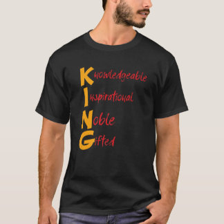 T-shirt King Connaissable Inspirationnel Noble Cadeau Blac