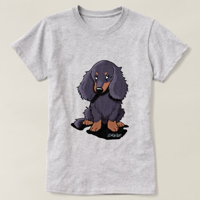 T-shirt KiniArt Dachshund aux cheveux longs (Design devant)
