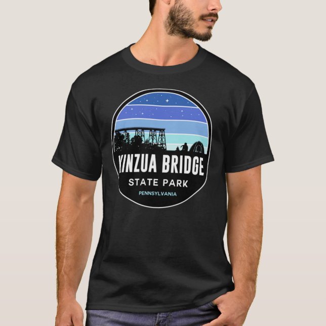 T-shirt Kinzua Bridge State Park Black and Blue Silhouette (Devant)