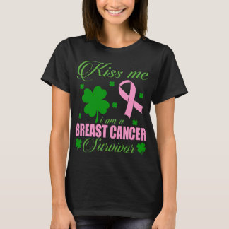 T-shirt Kiss Me Breast Cancer Survivor St Patrick Day Gift