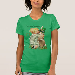 T-SHIRT KISS ME I AM IRLANDAIS/BÉBÉ, RABBBIT AVEC LE CASQU