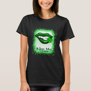 T-shirt Kiss Me I m Irish Leopard Lip Shamrock Patricks Da