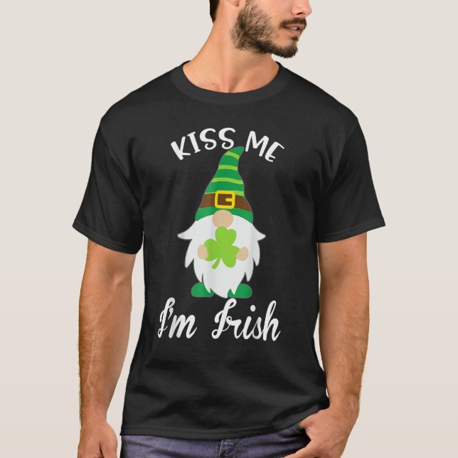 T-shirt Kiss Me I'm Irish Gnome Shamrock C Saint Patrick D (Devant)