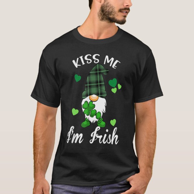 T-shirt Kiss Me I'm Irish Gnome Shamrock C Saint Patrick D (Devant)