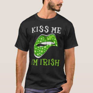 T-shirt Kiss Me Je suis Irlandais Lips St Patrick's Day Sh