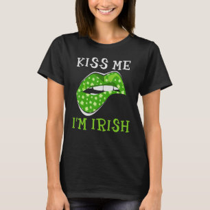 T-shirt Kiss Me Je suis Irlandais Lips St Patrick's Day Sh