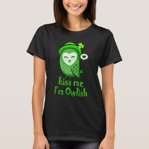 T-shirt Kiss Me Je suis Owlish St Patrick's Day Green Owl 