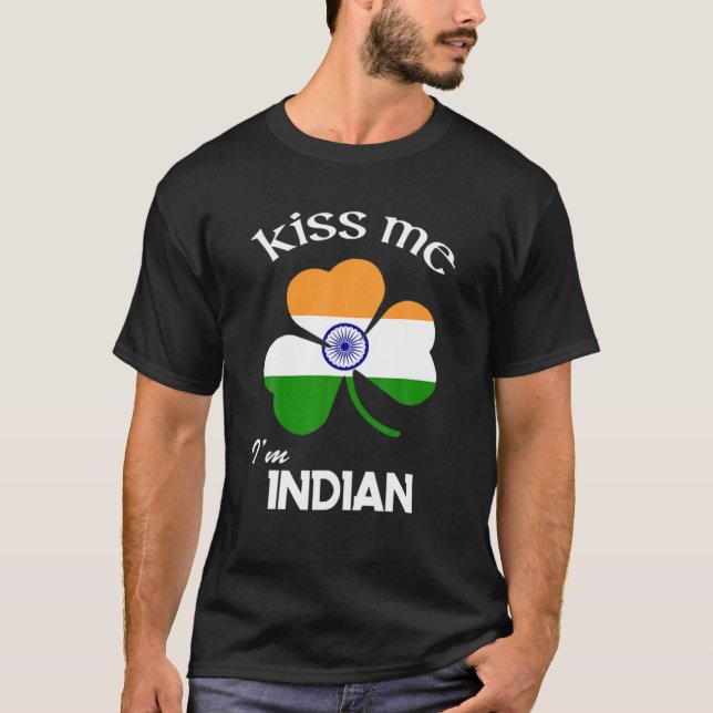T-shirt Kiss Me Je suis Shamrock indien India St. Patrick' (Devant)