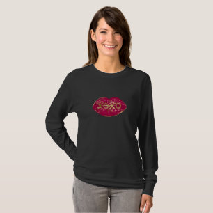 T-shirt Kiss Red Lips Gold Parties scintillant XOXO