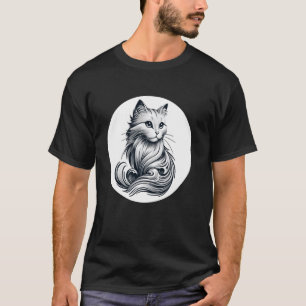 T-shirt Kit Classique Art Silhouette Amoureux de Chatons M