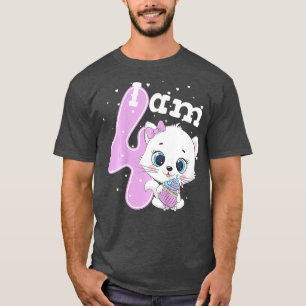 T-shirt Kit de 4e anniversaire pour enfants Chatons Filles